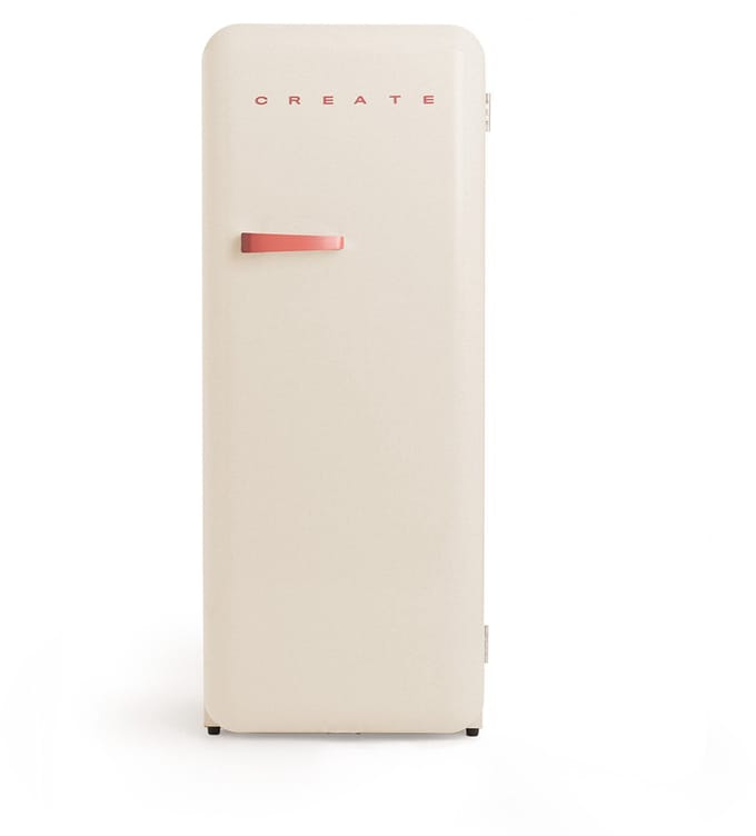 CREATE - Koelkast in retrostijl - Gebroken wit - Handvat Terracotta - FRIDGE RETRO 281L