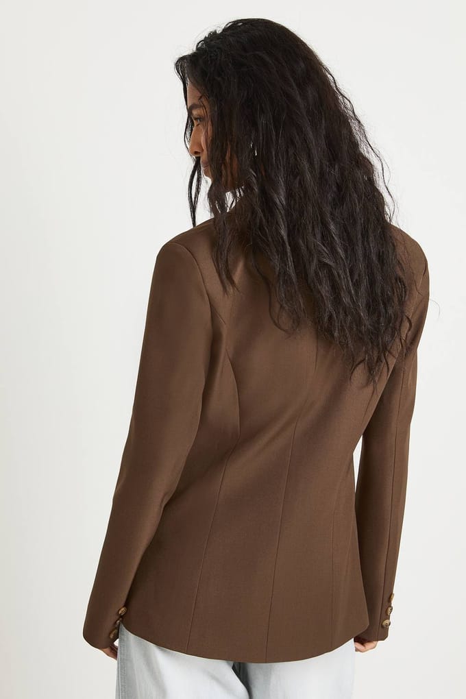 boohoo Dames Oversized op maat gemaakte blazer | Bruin | Maat: 36
