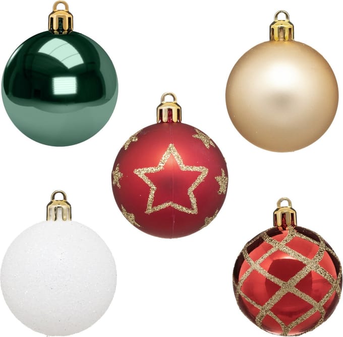 Atmosphera Kerstballen - 15x stuks - kunststof - wit rood groen champagne - 5 cm