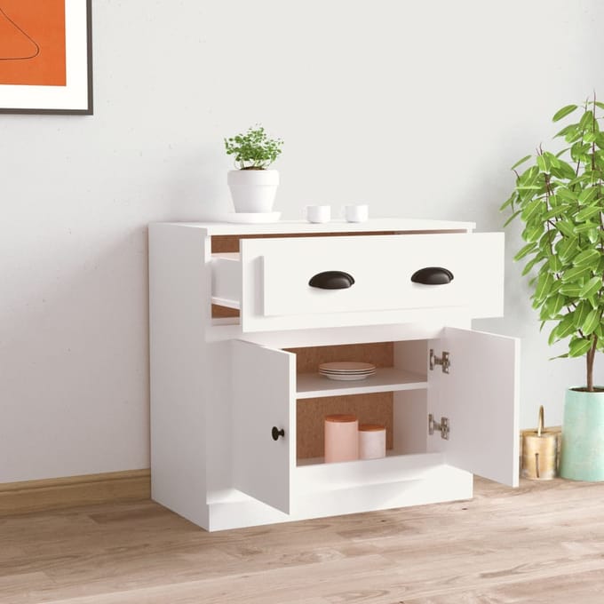vidaXL - Dressoir - 70x35,5x67,5 - cm - bewerkt - hout - wit