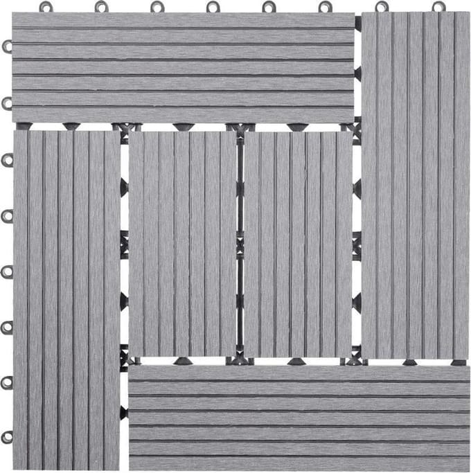 WPC hout vloertegel 11 stuks (grijs 2)