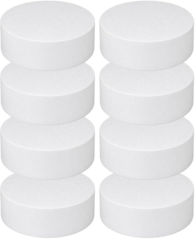Piepschuim vormen - cirkel - 8x - D15 x 4 cm - styropor hobby / DIY vorm - basis knutselfiguren