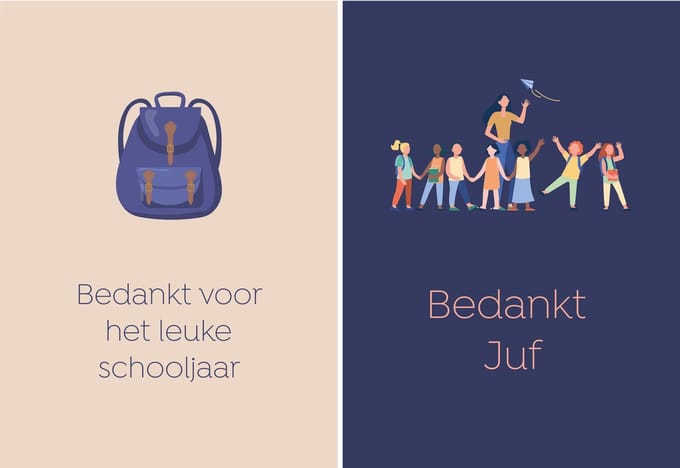 Fabrique a la carte - Wenskaarten - Bedankt juf - 14 stuks