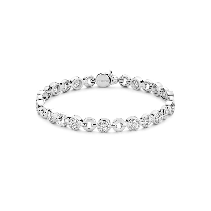 TI SENTO Dames Armband - 925 zilver - Zirconia wit - Maat S - 23054ZI