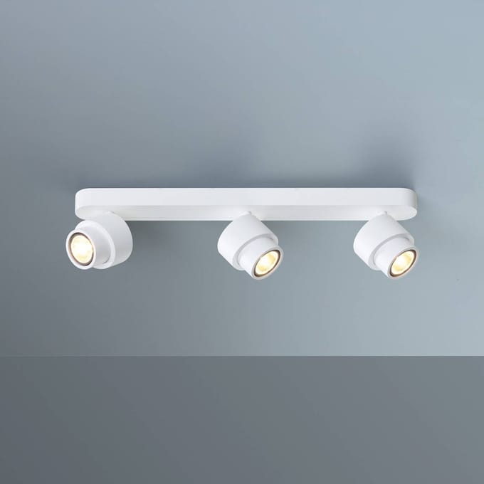 Escale LED spot BRUSH, wit, 50 cm, 3-lamps, metaal, dimbaar, 2.700 K
