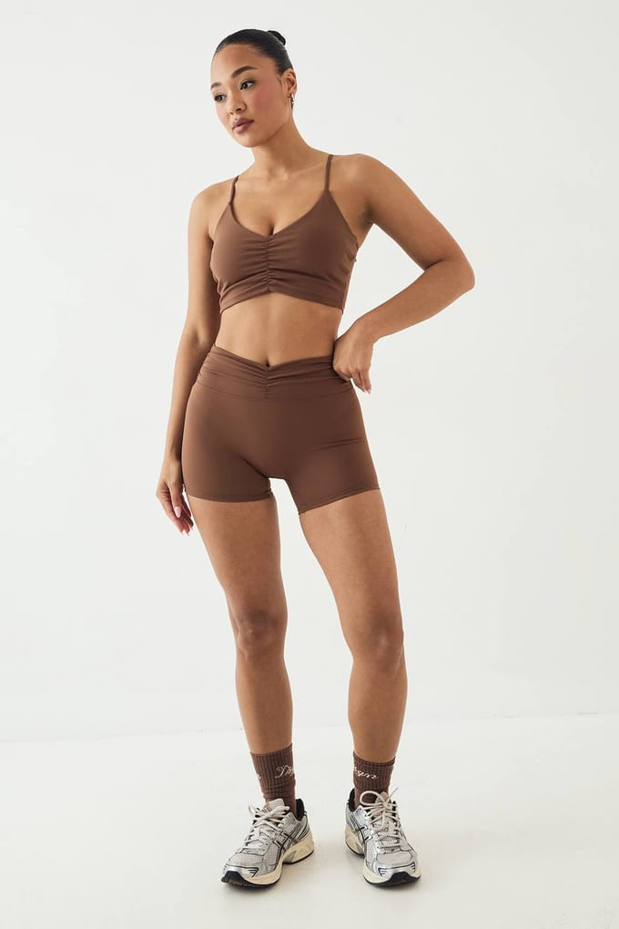 Dames Dsgn Studio Ultra Sculpt Gerimpelde Taille Fietsshort | Mocha | Maat: Medium
