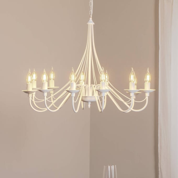 ALDEX Kroonluchter roze, wit, 12-lamps, metaal