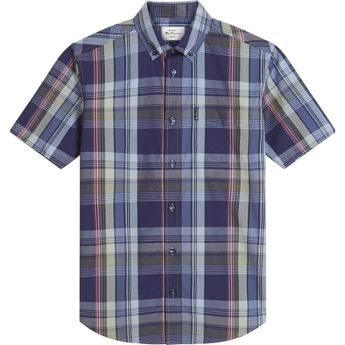 Ben Sherman Geruit herenoverhemd (Schemer Denim)