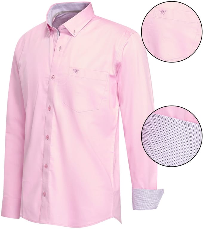 Cappuccino Italia - Heren Overhemden Regular Fit Overhemd Pink - Roze - Maat M