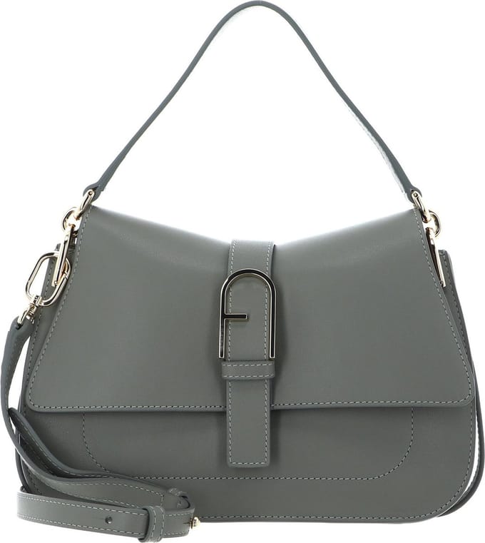 FURLA Leren Schoudertas Flow Top Handle Agave Grijs