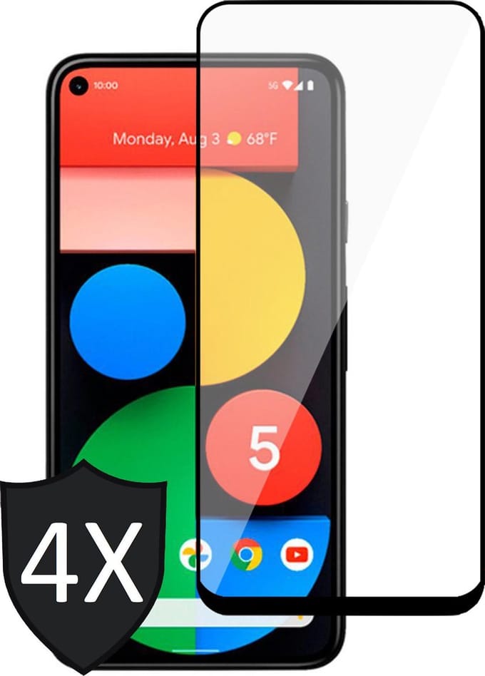 4x Screenprotector geschikt voor Google Pixel 5 - Glas Tempered Screen Protector Full Screen