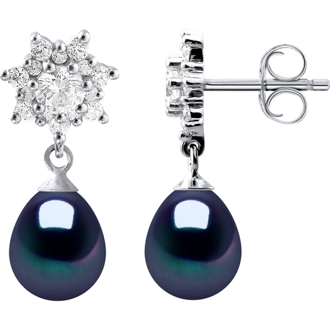 Oorbellen Dangle zoetwater parels sieraden Black Peren 7-8 mm 925