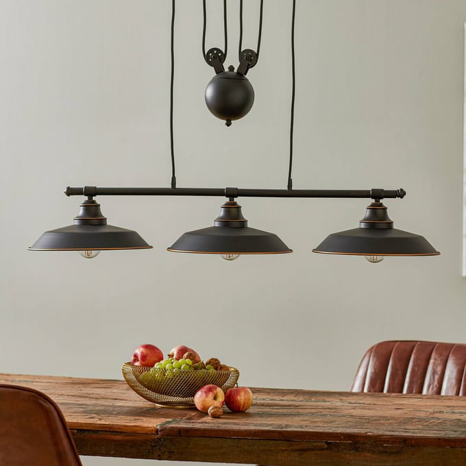 Westinghouse hanglamp Iron Hill, zwart, 3-lamps, E27