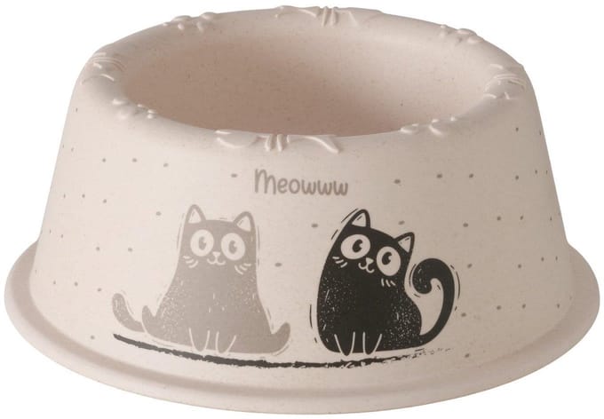 Boltze Home kattenvoerbak bamboe melamine multicolor Ø17xH7cm.