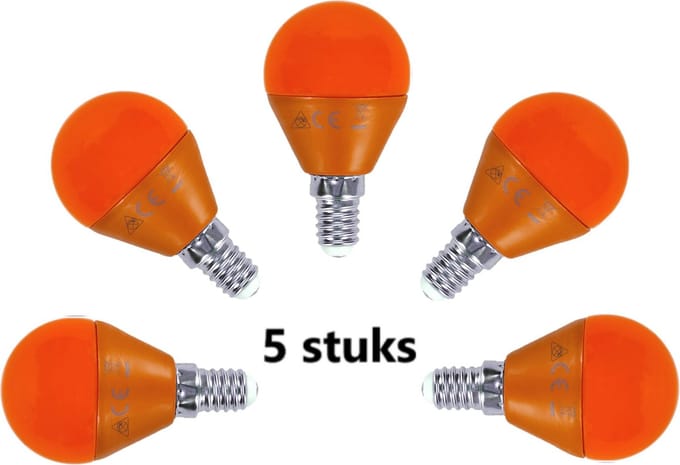 G45 kogellamp 5 stuks | E14 LED lamp 4W=30W gloeilamp | oranje licht