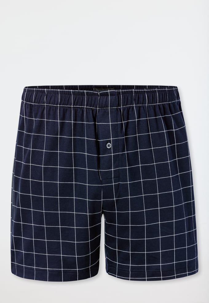 Boxershorts van fijn interlock, geruit, nachtblauw - Fine Interlock 7
