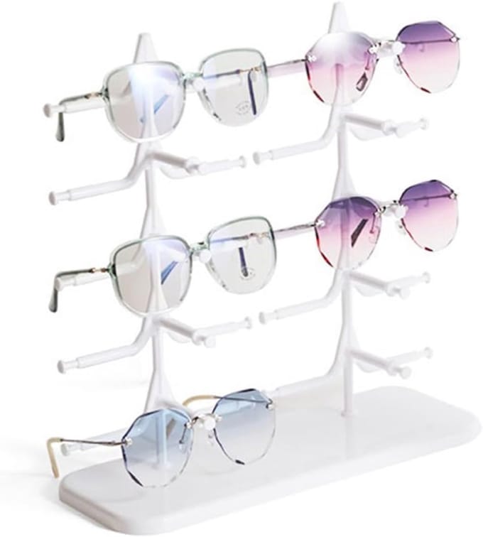 Brillenhouder - Zonnebril Display - Optische Winkel - 10 Brillen Capaciteit - 37x13x36cm - Wit