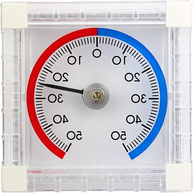 Raamthermometer - Vensterthermometer - Temperatuur Meten - Zelfklevend - 8 x 8 x 8 cm - Beige