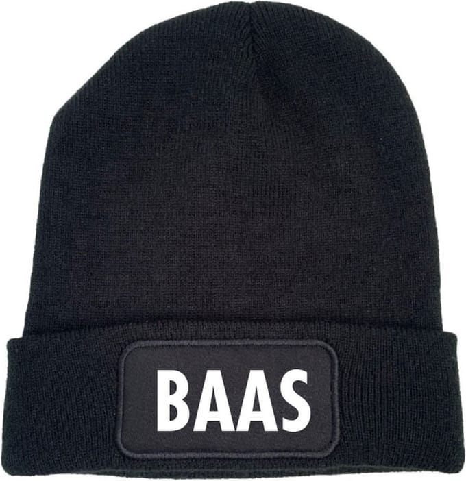 Wintermuts zwart - Baas - soBAD. | Unisex | Skimuts | Muts | Kou | met grappige tekst | Winter | Beanie