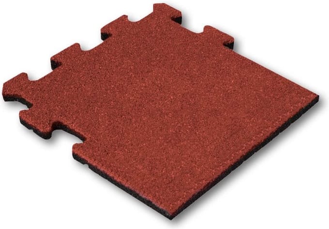 Rubber tegel 50 mm - 50 x 50 cm - Rood - Puzzelsysteem - Zijstuk