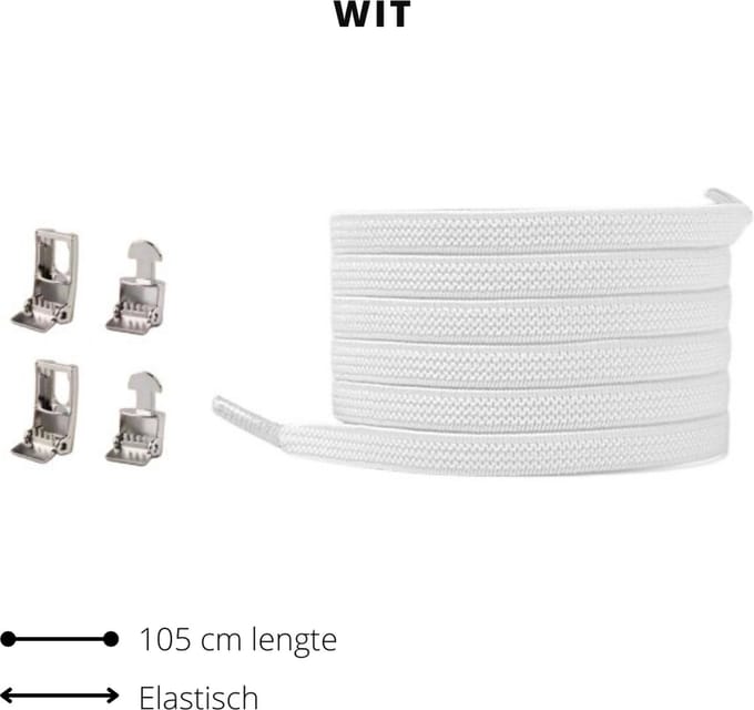 Beste Veters - Lock laces - Veters elastische - Veter sluiting - Veters 100 cm - Veters wit