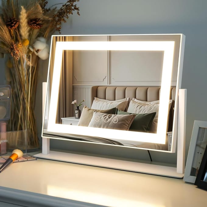 AHD® Vanity Spiegel - Hollywood Spiegel - Bright Beauty Vanity Makeup Spiegel - Wit - 40cm x 30cm x 33cm