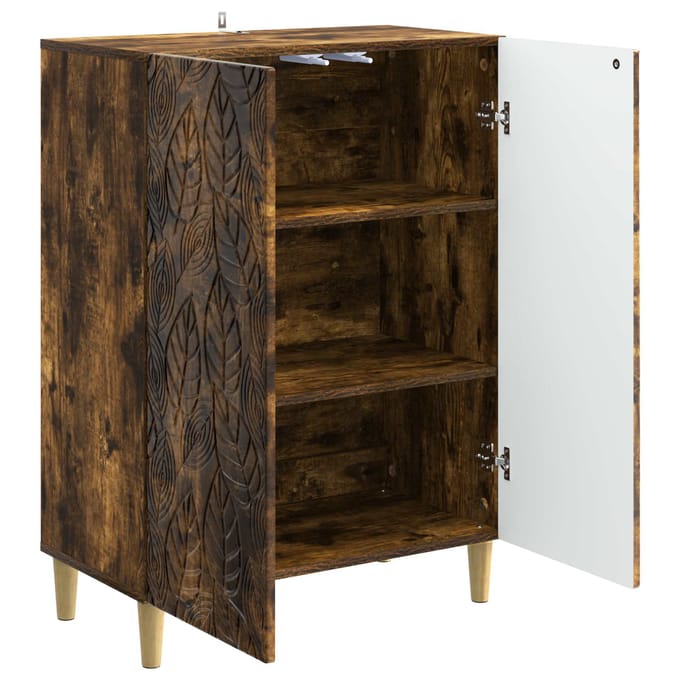 vidaXL - Dressoir - Gerookt - eiken - 66 - x - 34,5 - x - 90 - cm - Bewerkt - hout