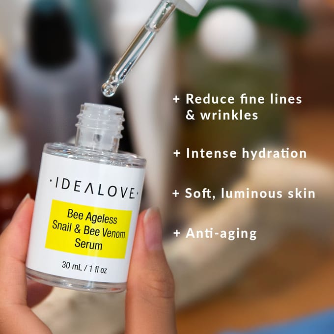 Idealove, Be Ageless, Snail & Bee Venom Serum, 1 fl oz (30 ml) white