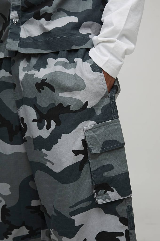 Extreme Parachute Ripstop Camo Cargo Trouser | Grey | Size Small