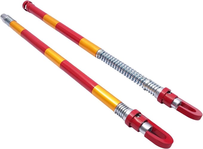 Sleepstang met veerbuffer - Pechhulp kabel - Voertuigen verslepen - Veerbuffer absorbeert schokken - Tot 8 ton - Rood zilver geel