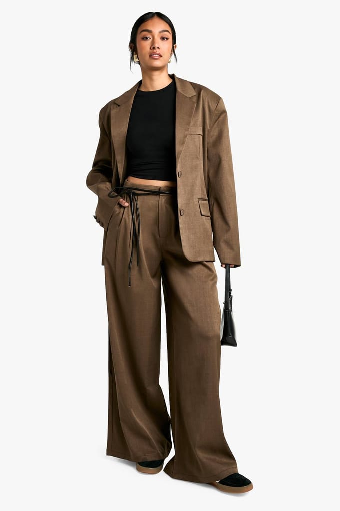 boohoo Dames Tailor-made wijde pijpen | Mokka | Maat: 36