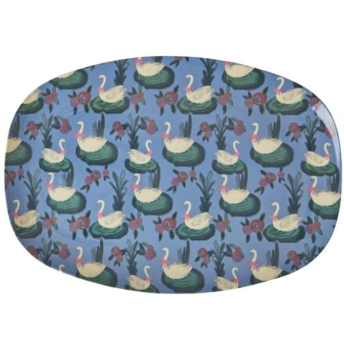 Rice melamine bord vierkant swan lake