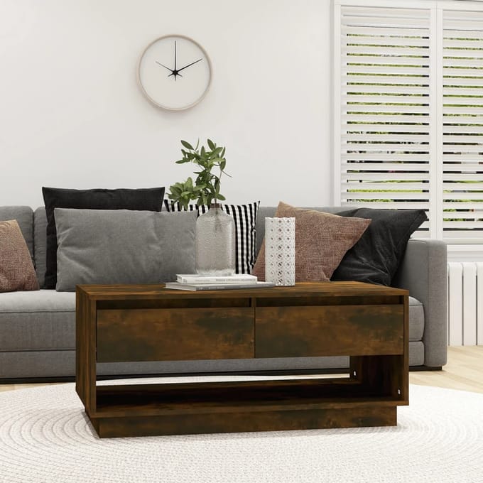 vidaXL - Salontafel - 102,5x55x44 - cm - bewerkt - hout - gerookt - eikenkleurig
