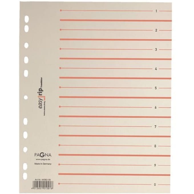 PAGNA Easy Rip scheidingsbladen, A4-formaat, gelinieerd, 100 stuks, rood