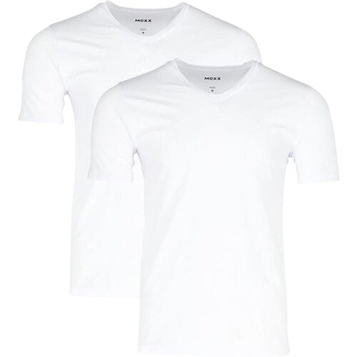 MEXX Set van 2 heren T-shirts (V-hals, wit, M)