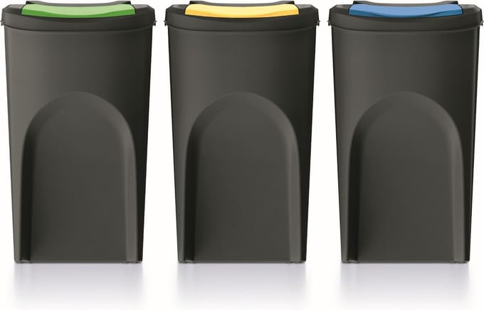 Prosperplast Kaden - Prullenbak set van 3x35L - Zwart