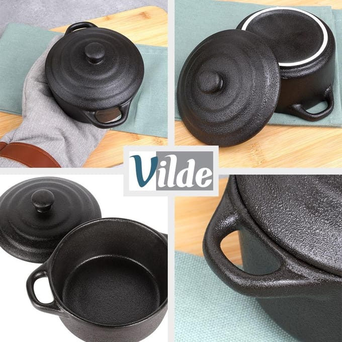 Vilde - Ovenschaaltjes Porselein - 450 ml - Set van 2 - Deksel