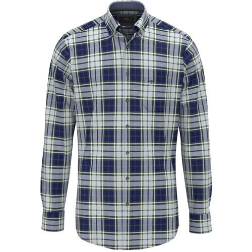 Fynch-Hatton Overhemd Brushed Twill Check Button-Down Dark Leaf / male