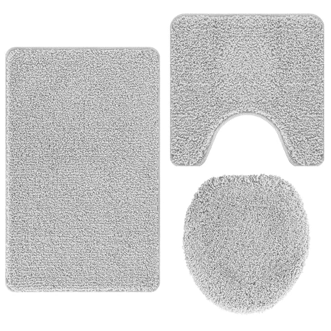 vidaXL - Antislip - Badmat - Set - 3 - st - Grijs - 50 - x - 80 - cm - PP