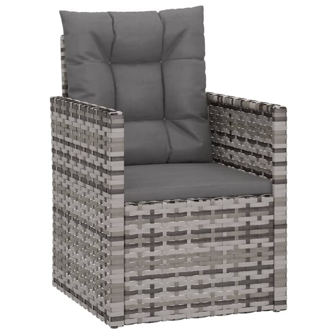 vidaXL - 4-delige - Loungeset - met - kussens - poly - rattan - grijs