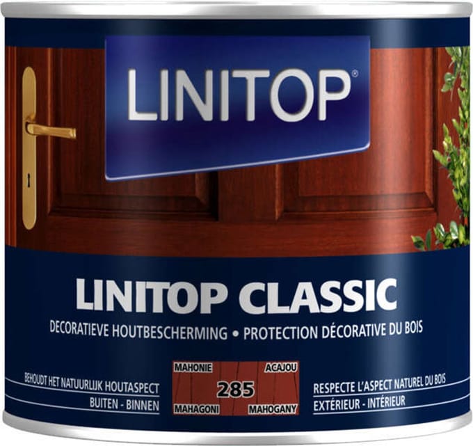 Linitop Classic - Beits - Decoratieve beschermende beits  - Mahonie - 285  - 0,50 L