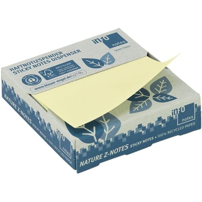 Info sticky notes - Z-notes - recycled - 100 vel - 75x75mm - geel - IN-5643-11BOX