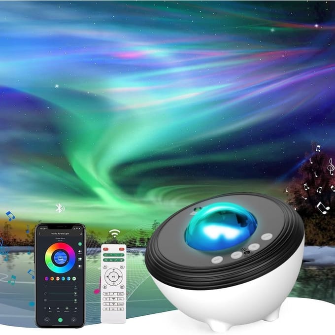 Thuys – Noorderlicht Projector – Aurora Projector – Galaxy Lamp – 16 x 15 x 11cm – Wit