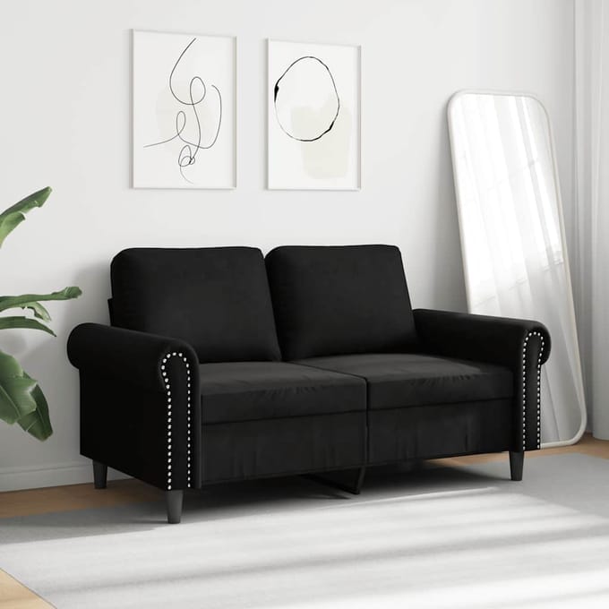 vidaXL - Tweezitsbank - 120 - cm - fluweel - zwart