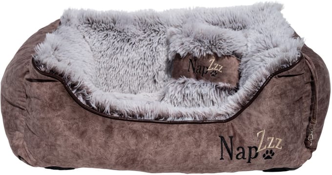 NapZZZ hondenmand divan met kussen eco bruin S: 80x60xH25 cm