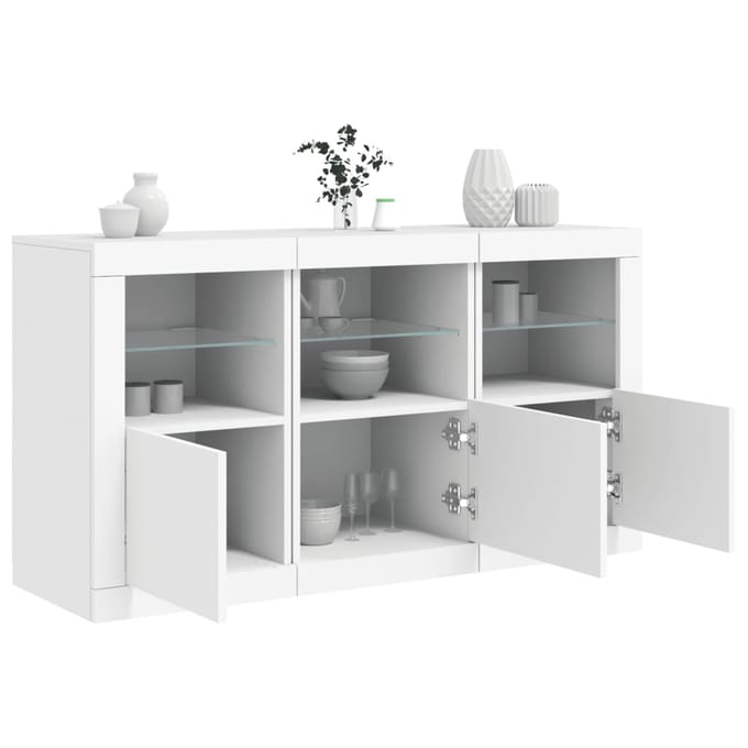 vidaXL - Dressoir - met - LED-verlichting - 123x37x67 - cm - wit