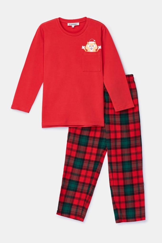 Woody kerstpyjama jongens flanel - 8 jaar