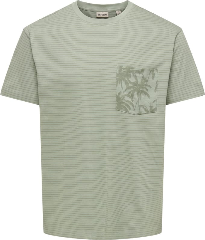 ONLY&SONS - ONSFRED STRIPE LIFE RLX LEAF SS PCKT TEE - Heren - T-shirts
