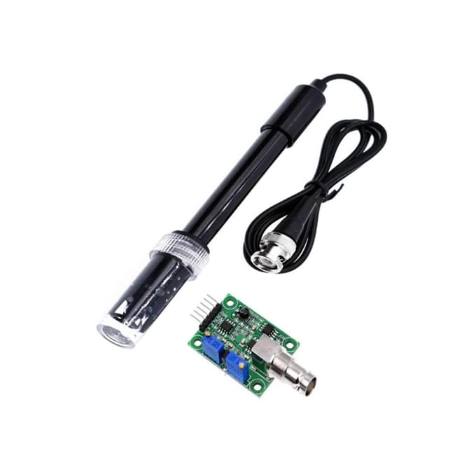 PH0-14 Waardedetectiesensormodule + PH-elektrodesonde BNC met kabel PH-waardedetector voor zwart