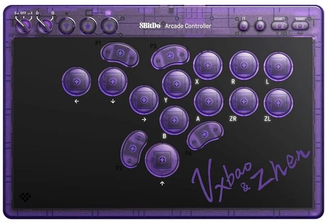 8BitDo Arcade Purple NSW/PC - Draadloos - Bluetooth - 2.4GHz - Compatibel met Nintendo Switch en PC